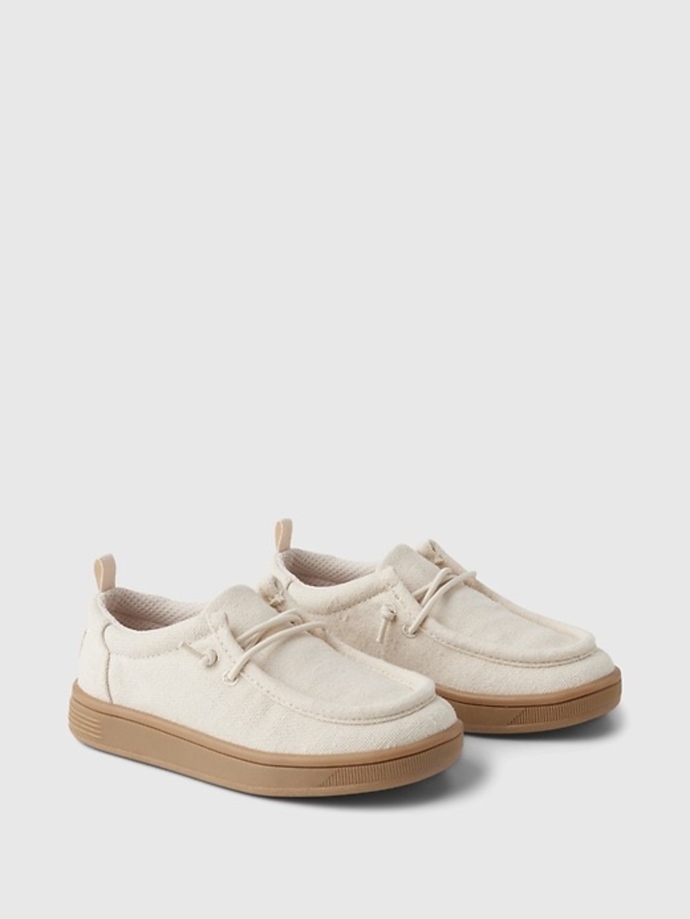 Gap kids mock sneakers size J4 Canvas in Cream with Tan Sole